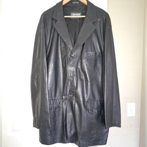 Pal Zileri Sport Black Long Leather Jacket.